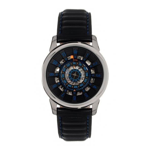 Reign Monterey Skeletonized Leather-Band Watch - Black  - REIRN6402