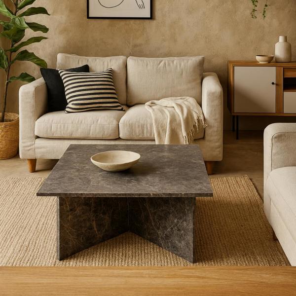 Wyld Haus Singapore Brown Marble Square Coffee Table