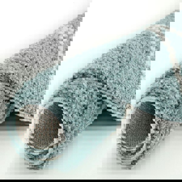 Diamond Design Thick Shaggy Area Rugs Duck Egg Blue