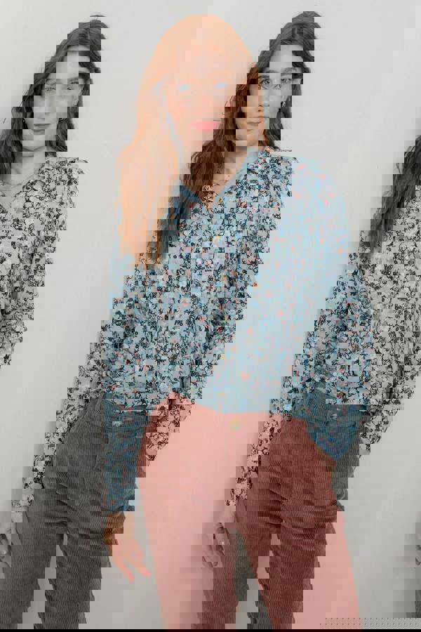 Lily & Me Patsy Organic Cotton Ditsy Shirt Ice Blue