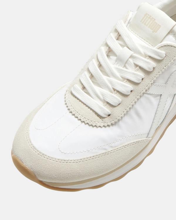 FitFlop Womens Retro-Q FF Fabric/Suede Trainers - Urban White Mix 646