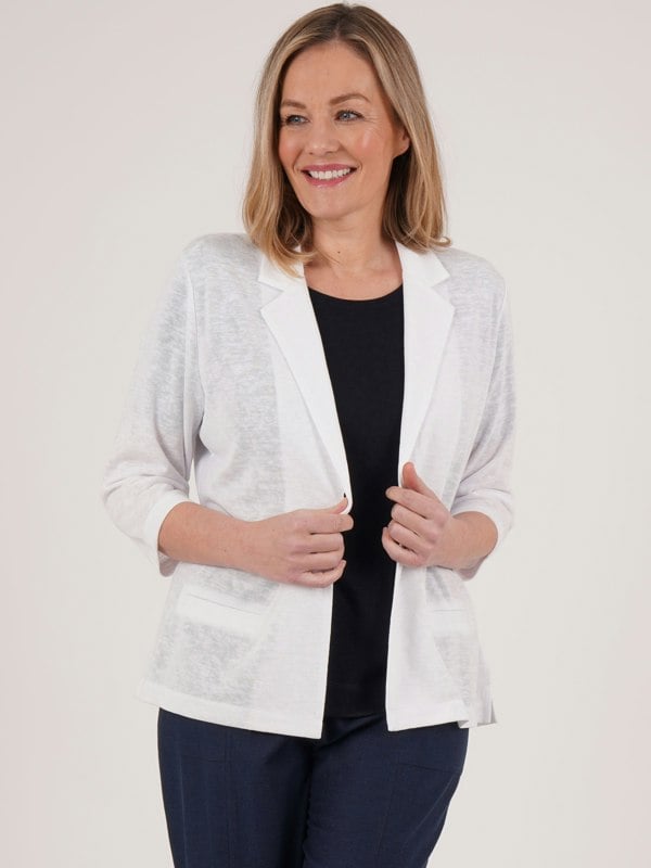 PennyPlain Front Button Jacket - White