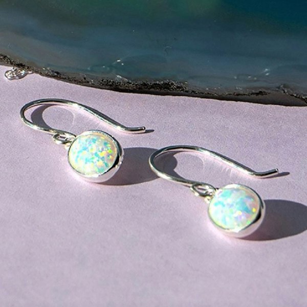 Welo Opal Sterling Silver October Birthstone Drop Earrings