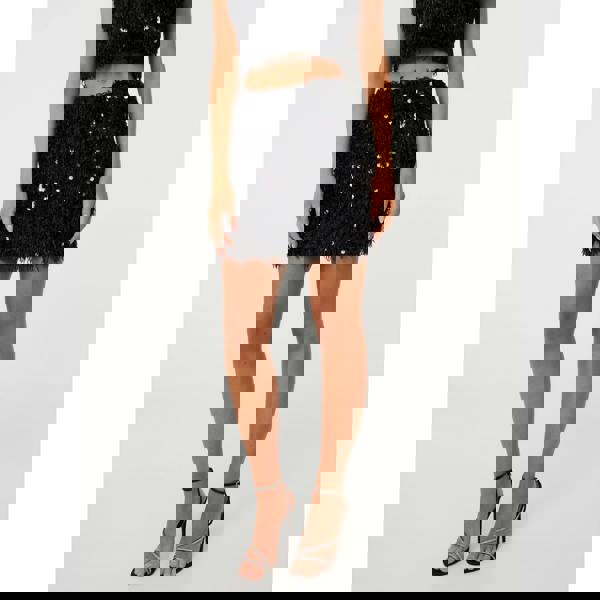 Pink Vanilla Feather Sequin Mini Skirt