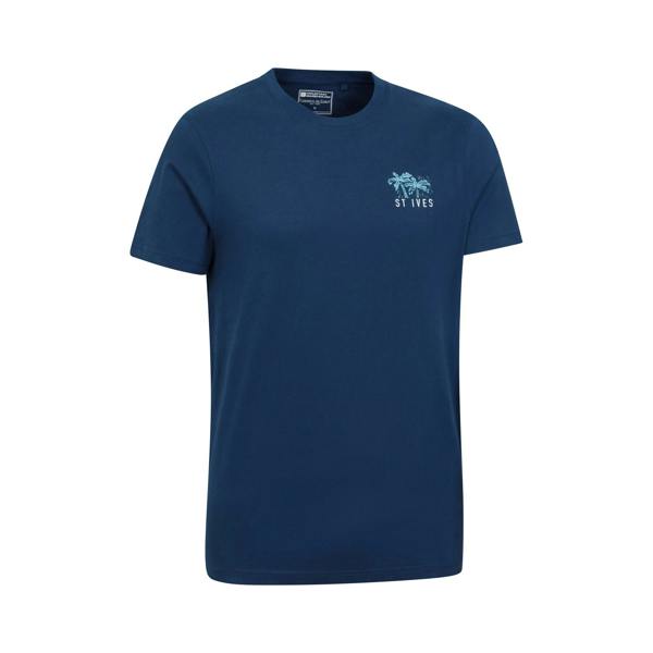 Mountain Warehouse Mens St Ives Printed Organic T-Shirt - Navy - 