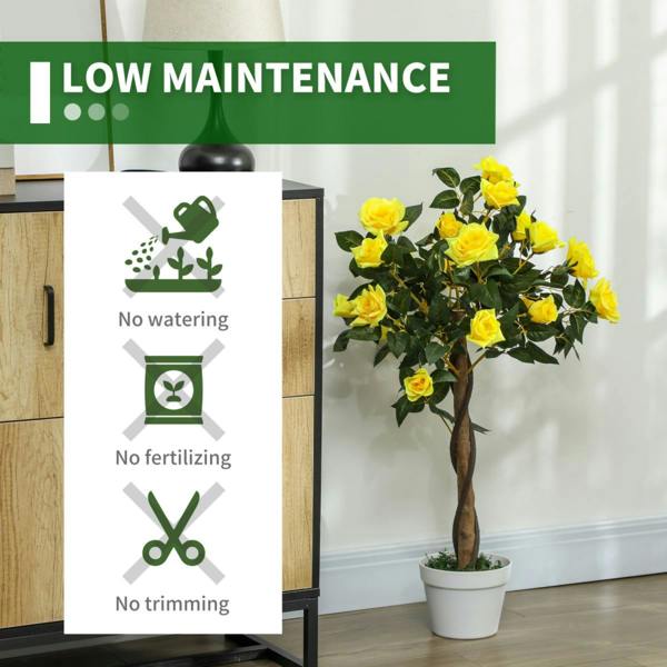 Dyzi Set of 2 90cm Artificial Rose Trees Potted Decorative Plants