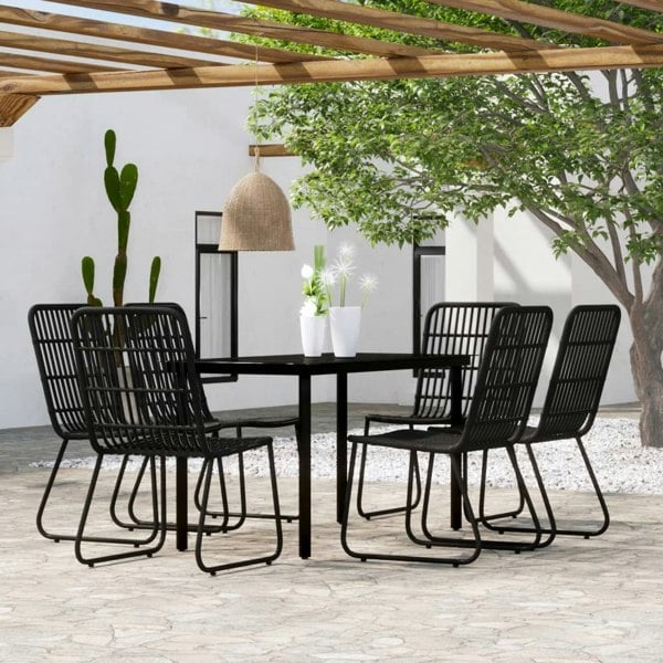 Berkfield 7 Piece Garden Dining Set Black