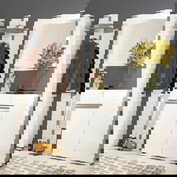 Furniture To Go Chelsea 1 Drawer 2 Door Sideboard 109.5cm wide in White with Oak Trim