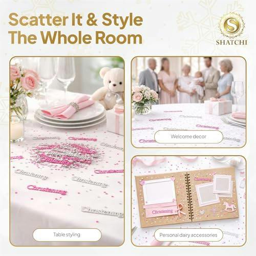 Pink and Silver Christening Confetti Table Scatter, 14g Packs for Party Decoration image 8
