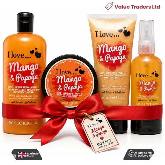 I Love Mango & Papaya Pamper Gift Set 4 Piece Bath & Body Collection