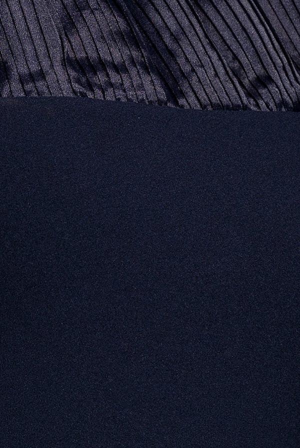 One Shoulder Organza Frill Pleated Mermaid Maxi Dress - Navy Blue DR4858