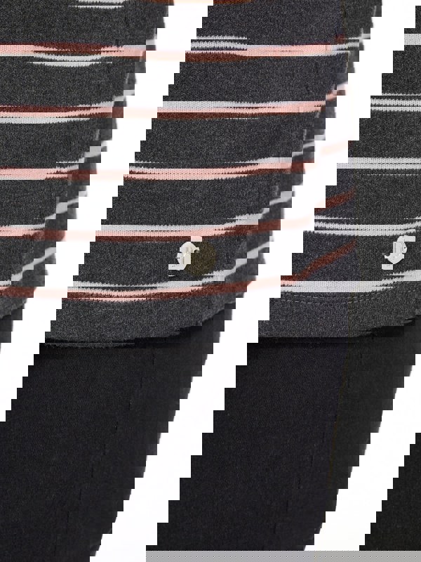 PennyPlain Striped Funnel Neck Top - Charcoal