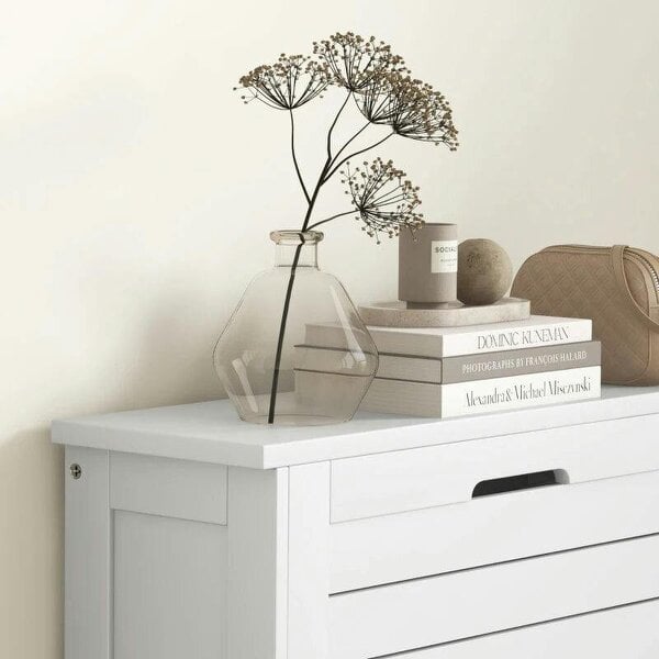 Bobobiy Narrow Shoe Cabinet with 3 Flip Drawers - White