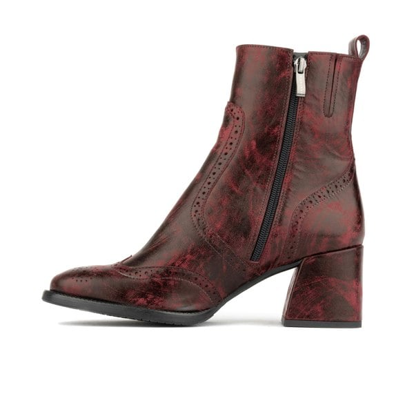 Embassy London Chloe - Burgundy - Women's block heel higher ankle leather boot with side zip