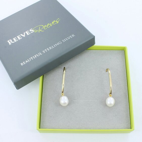 Reeves & Reeves Long Loop Pearl Earrings