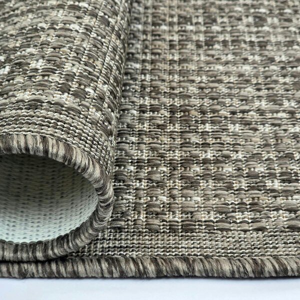 Viva Rugs Taupe Brown Plain Runner Rug Non-Slip Flat Weave Kitchen Hallway Carpet