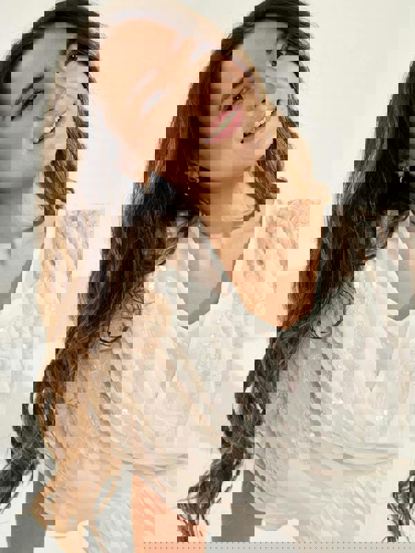 GWD Vinita Maxi Jacquard Embellished Dress White