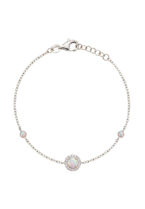 Latelita Round White Opal Bracelet Silver CZ