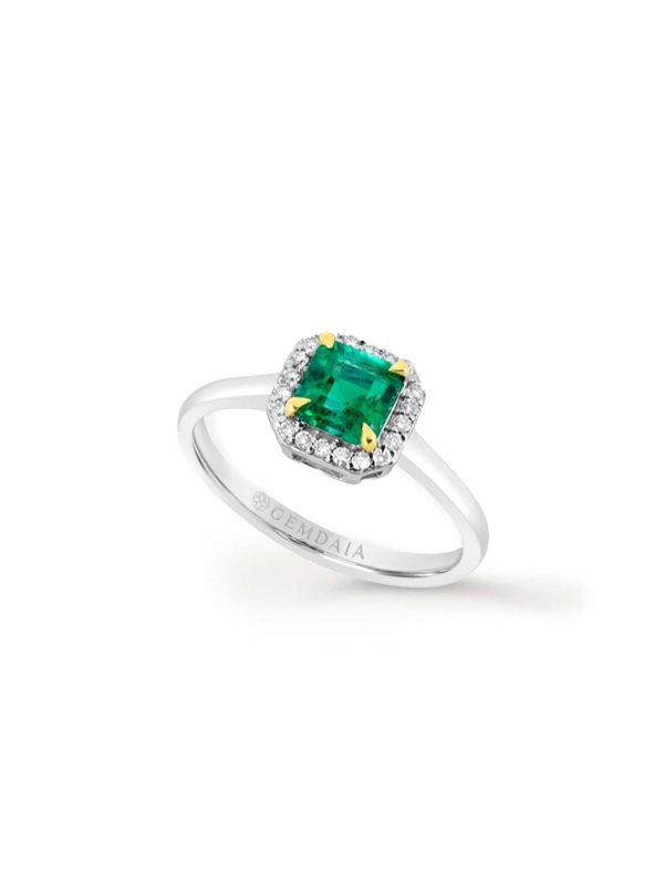 Gemdaia Emerald & Diamond Halo Ring