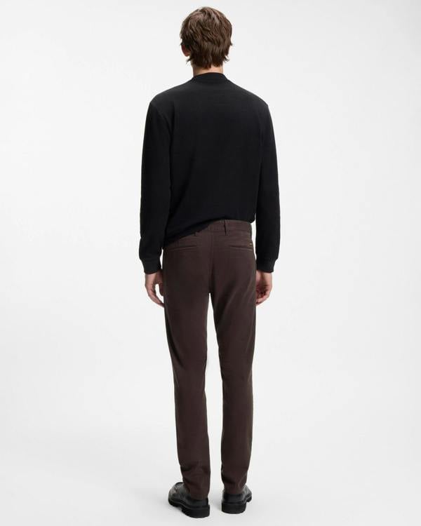 BOSS Orange Mens Slim Fit Chinos in Stretch - Cotton Satin - Dark Brown 207 | CHO | Designer Mens Chinos