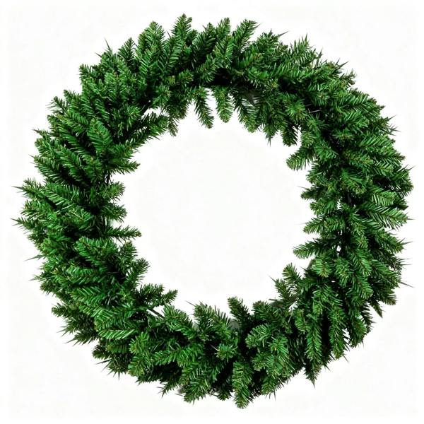 70cm Large Artificial Christmas Wreath for Front Door, Bushy Green Pine Style Decoration image 1