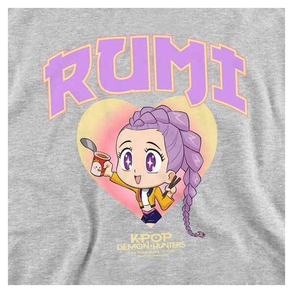 K-Pop Demon Hunters Childrens/Kids Huntrix Rumi Collegic Pullover Hoodie - Heather Grey