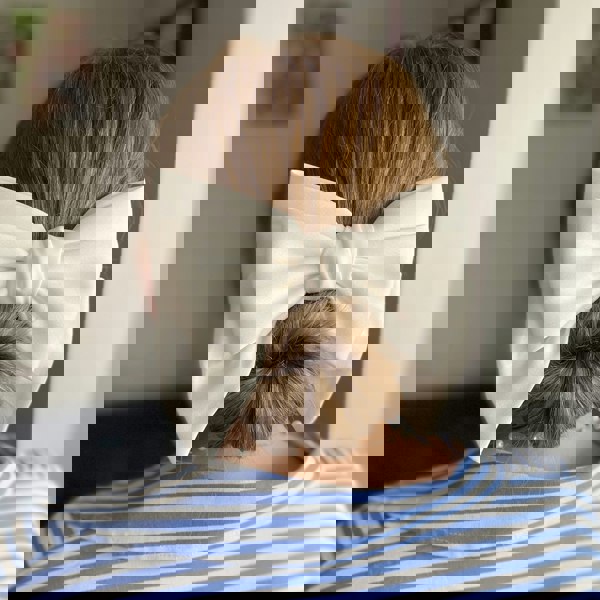 white hair bow satin white bow hair clip