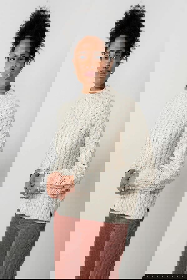 Lily & Me Elspeth Cable Knit High Neck Jumper Ecru