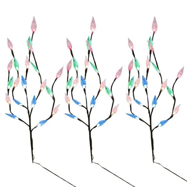 Gardenwize Pack of 3 Multi-Coloured LED Solar Tree Lights – Outdoor Garden Stake Lights