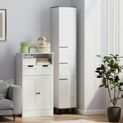 Wyld Haus Mael Extra Tall Slim Bathroom Storage Cabinet In White 190cm
