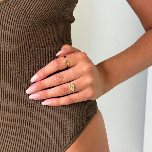 Say It With Full CZ Evil Eye Ring - Yellow Gold