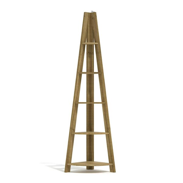 Wyld Haus Athy Brown Oak Wooden Corner Ladder Shelving Unit 4 Shelves