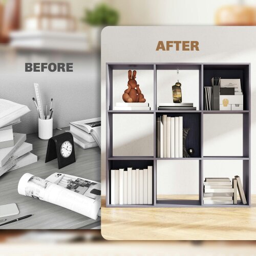 Wyld Haus Royore Wooden Grey 9 Cube Storage Bookcase