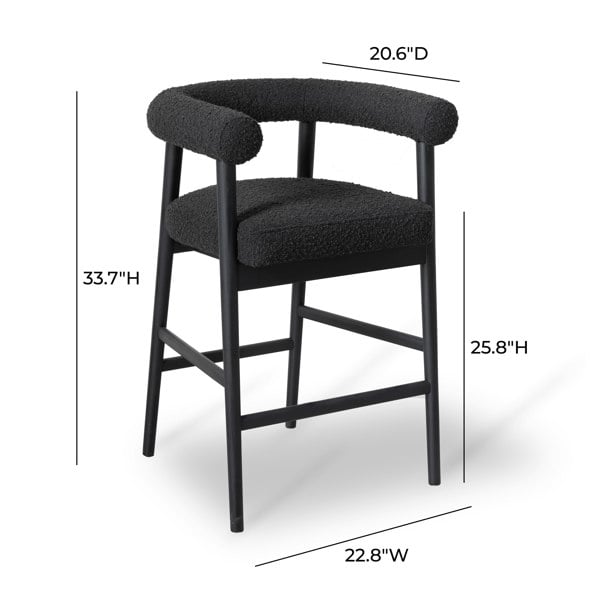 Furniture Edit Spara Black Boucle Counter Bar Stool