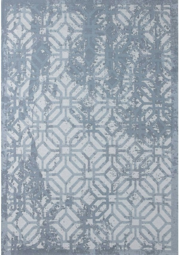 Machine Washable Flatweave Rug Geometric in Blue