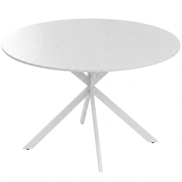 Dining Table for 4, 120 cm Industrial Kitchen Table with Wood Effect Tabletop and Steel Legs, White