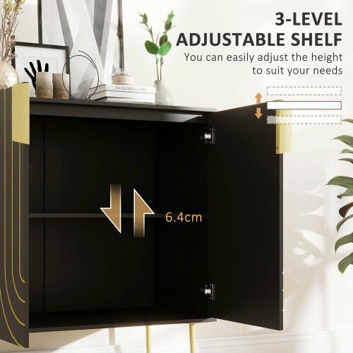 Wyld Haus Mose Black And Gold Art Deco Style Sideboard 2 Doors