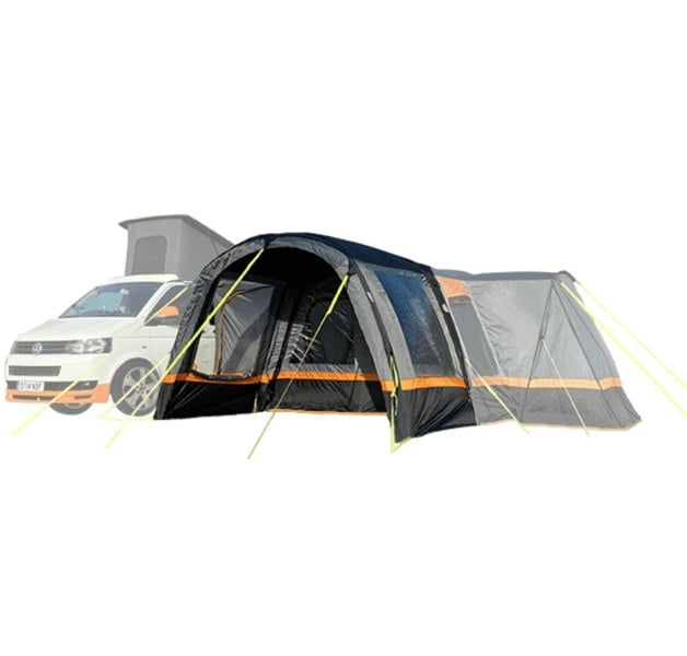 The OLPRO Charcoal & Orange Cocoon Breeze Campervan Awning Extension.