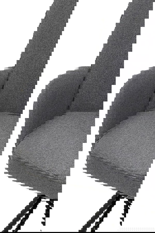 Living and Home Grey Linen Modern Swivel Chair with Black Legs