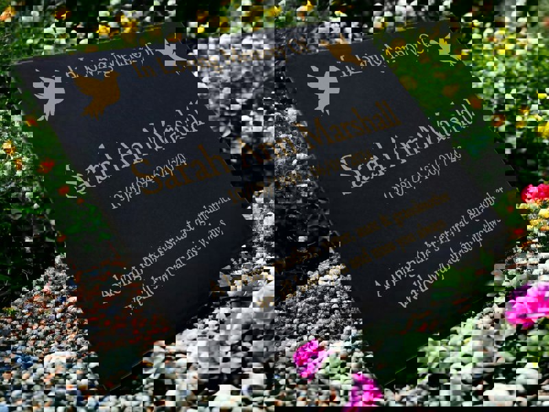 Memorials Direct Granite Memorial Plaque, Doves, Personalised, Stand Included