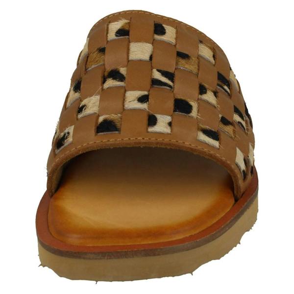Leather Collection Ladies Leather Collection Leopard Print Sliders F00341