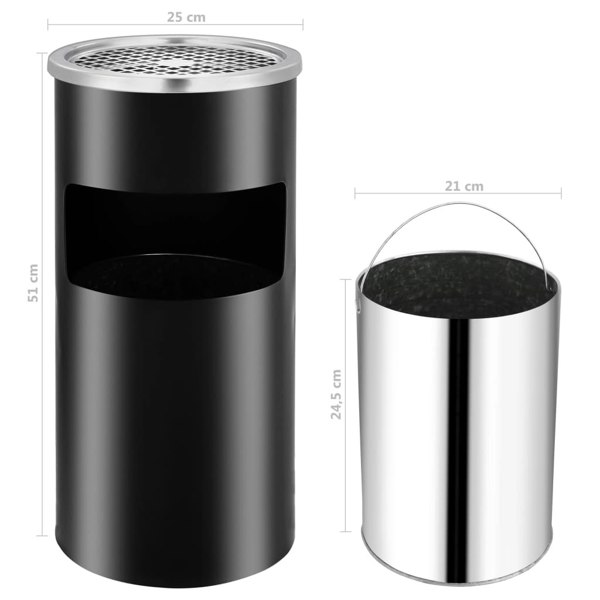 Berkfield Wall Ashtray Dustbin Steel 26 L Black