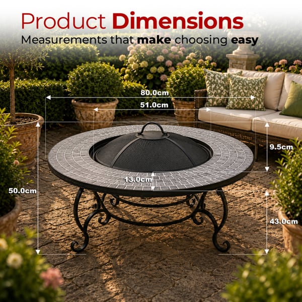 Centurion Supports Fireology GINESSA Sumptuous Garden and Patio Round Heater, Fire Pit, Brazier, Coffee Table, Barbecue and Ice Bucket