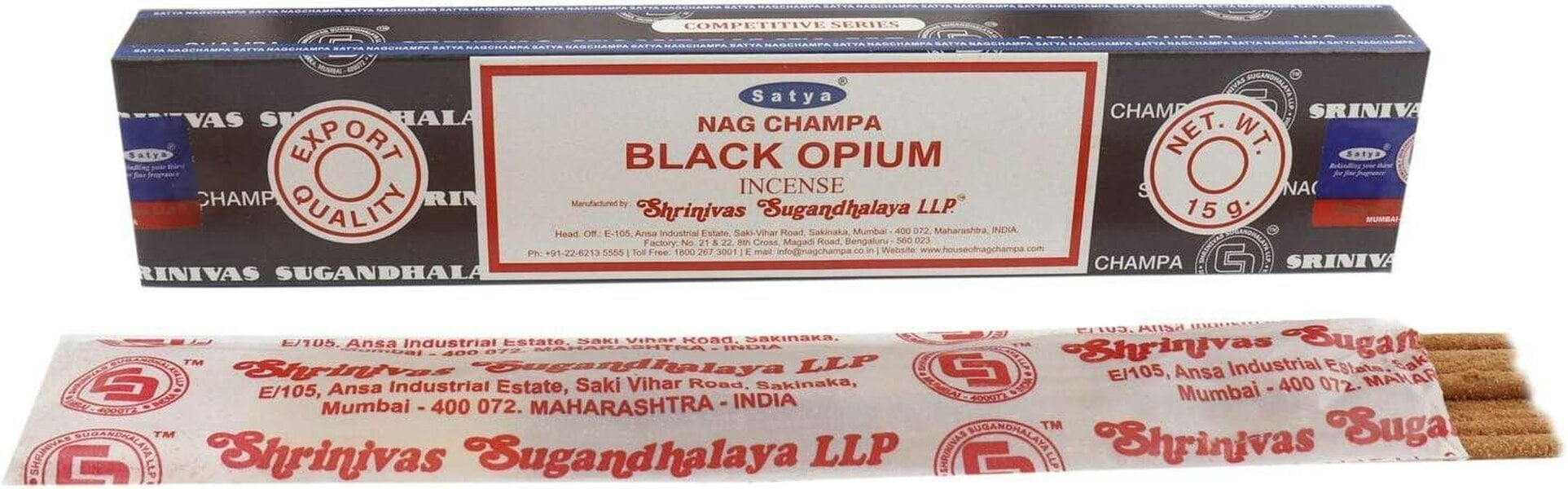 Satya Black Opium Incense Sticks, 12 x 15g Packs