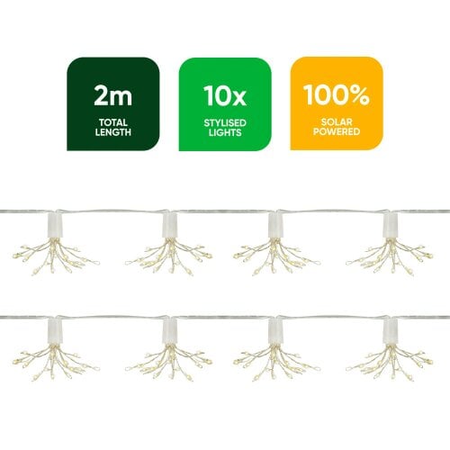 Gardenwize 10-Piece Solar String Lights – 2m Solar Starburst LED Lights