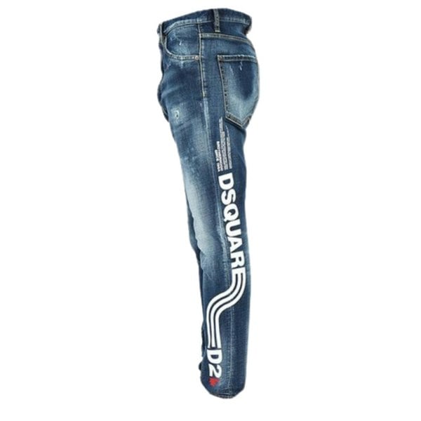 Dsquared2 Large Logo Relax Long Crotch Blue Jeans W34 / 32L