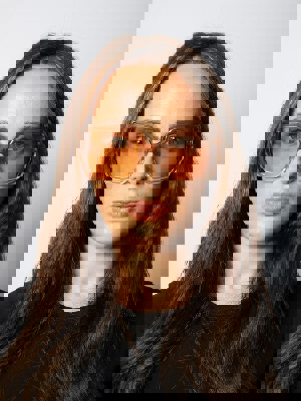 SVNX Oversize Cateye Sunglasses with Diamante Detail in Champagne