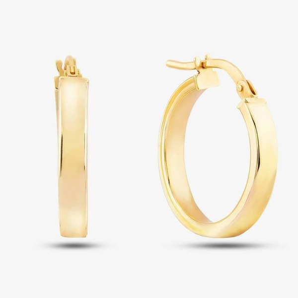 T. H. Baker 9ct Yellow Gold Plain Flat Hoop Earrings 1.51.0889