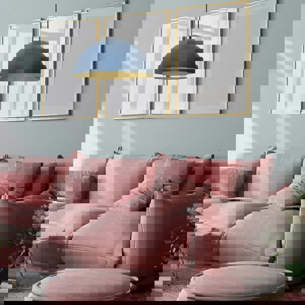 Milagro Beta Hand Made Designer Pendant Lamp 45cm 1xE27 In Matt Blue With Gold Interior