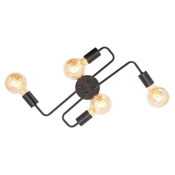 Industrial Vintage Styled Matte Black Ceiling Light with Looping Arms Image 4